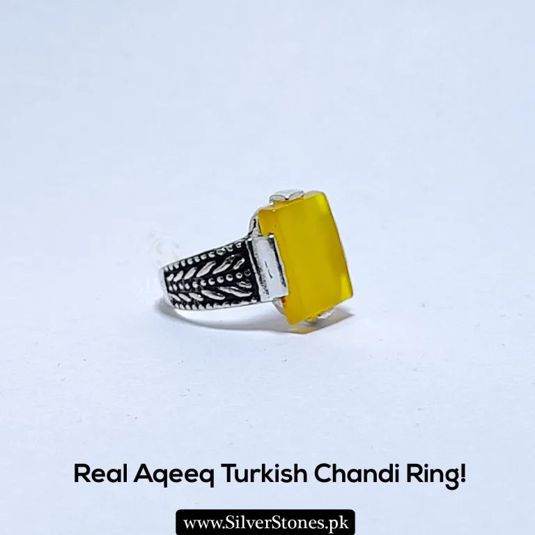 Real Aqeeq Turkish Silver (Chandi) Ring For Men’s – SilverStones.Pk