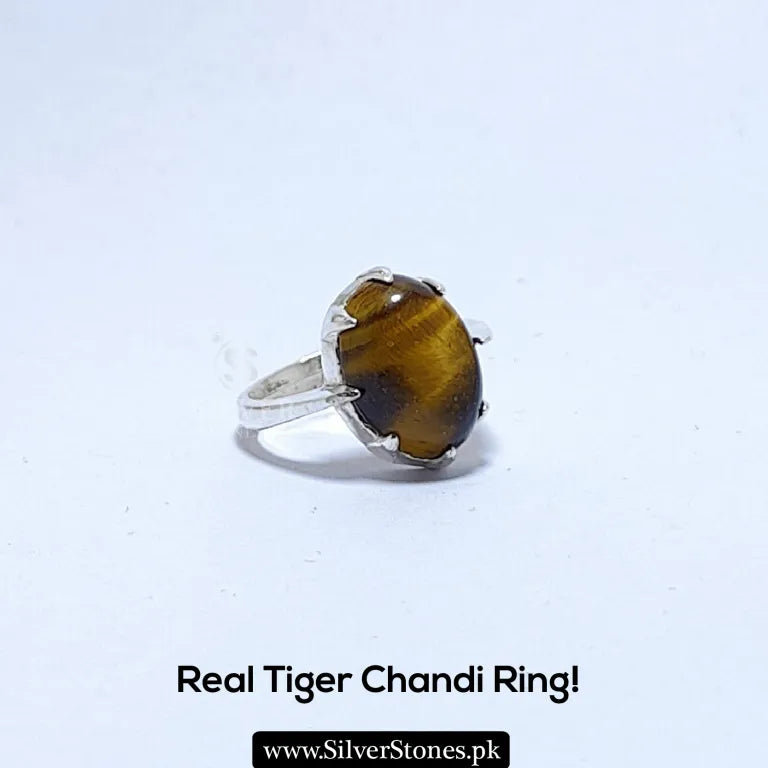 Real Tiger Stone Chandi Ladies Ring