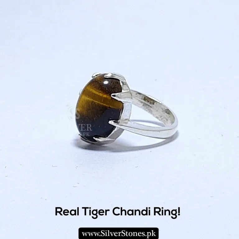 Real Tiger Stone Chandi Ladies Ring
