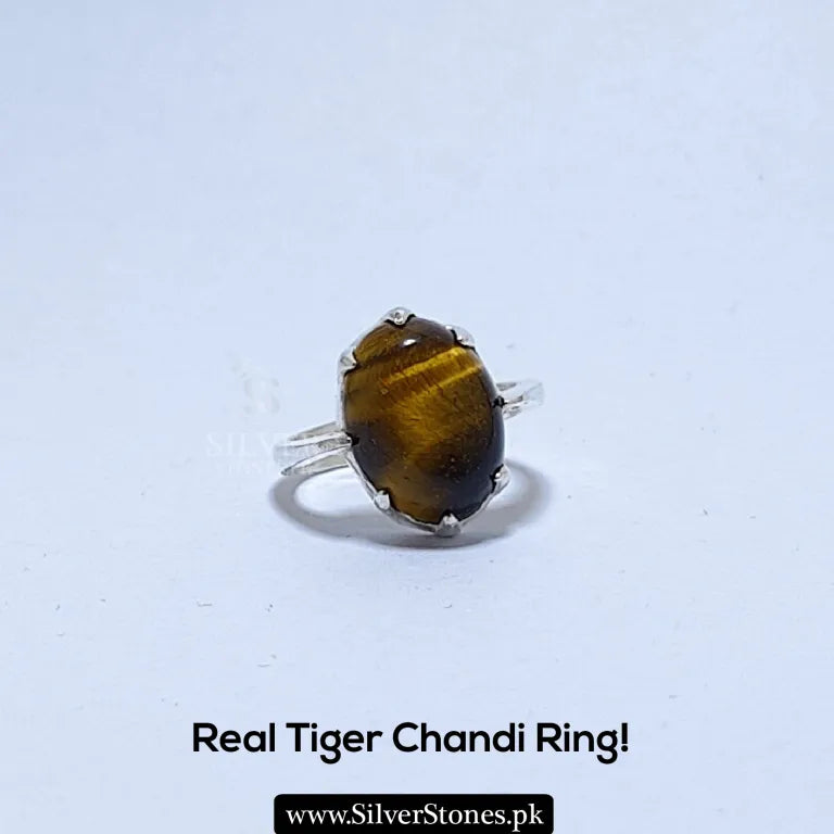 Real Tiger Stone Chandi Ladies Ring
