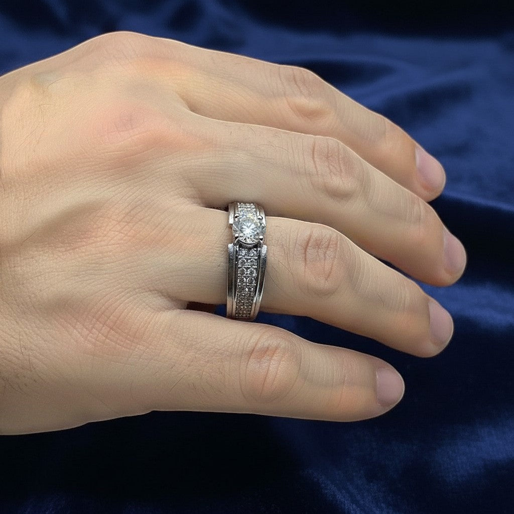 0.5 Carat Moissanite Diamond Italian Silver Ring