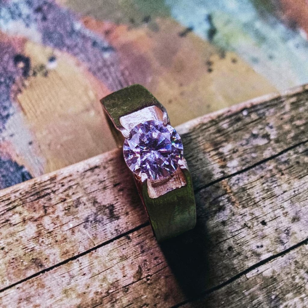 Moissanite Gents Silver Ring