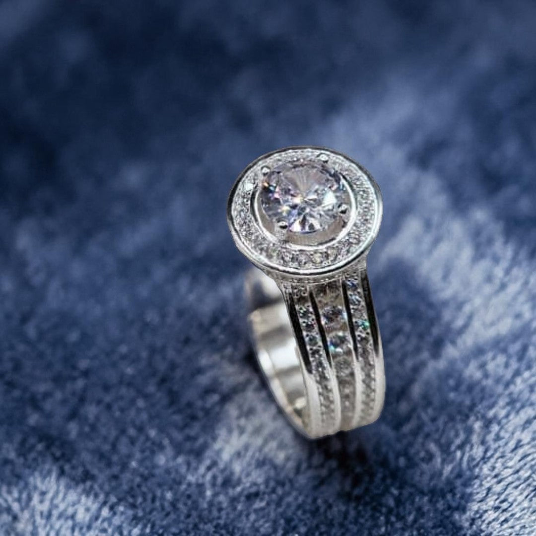 925 Italian Silver Moissanite Diamond Ring