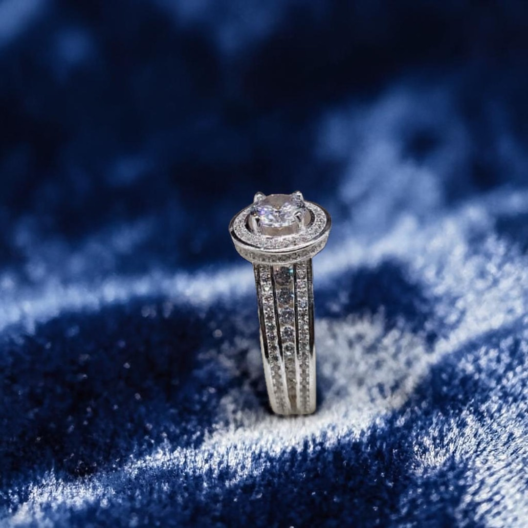 925 Italian Silver Moissanite Diamond Ring