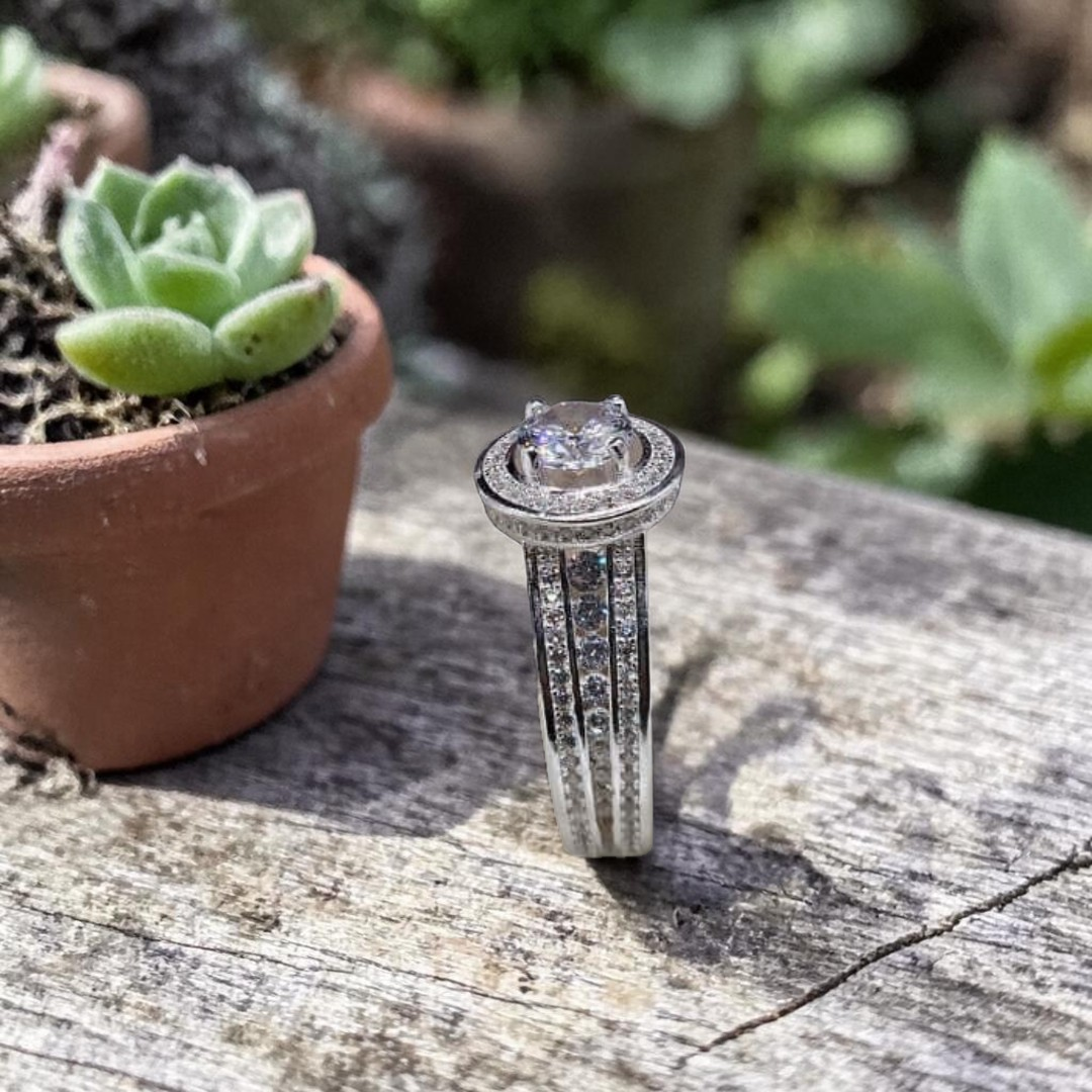 925 Italian Silver Moissanite Diamond Ring