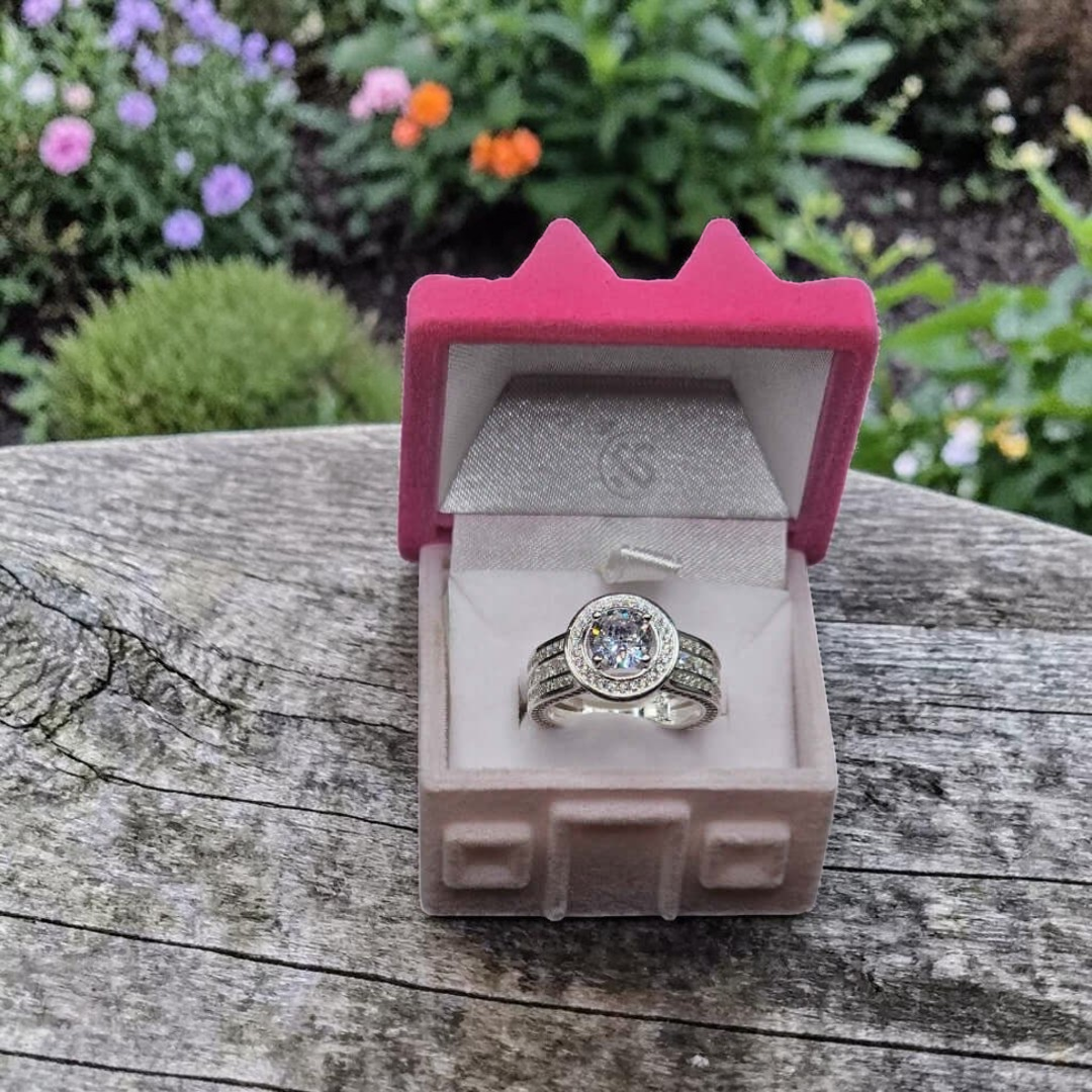 925 Italian Silver Moissanite Diamond Ring