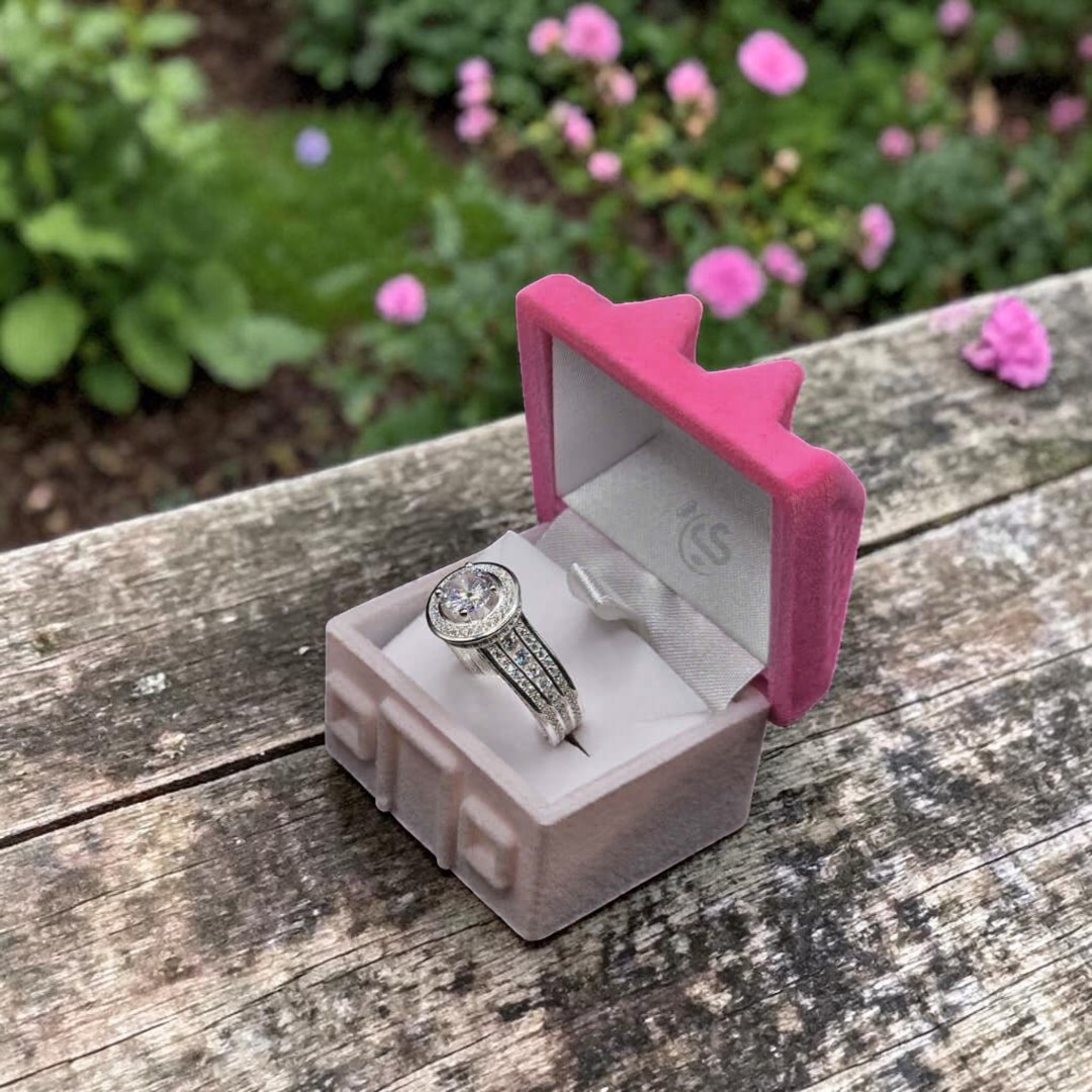 925 Italian Silver Moissanite Diamond Ring