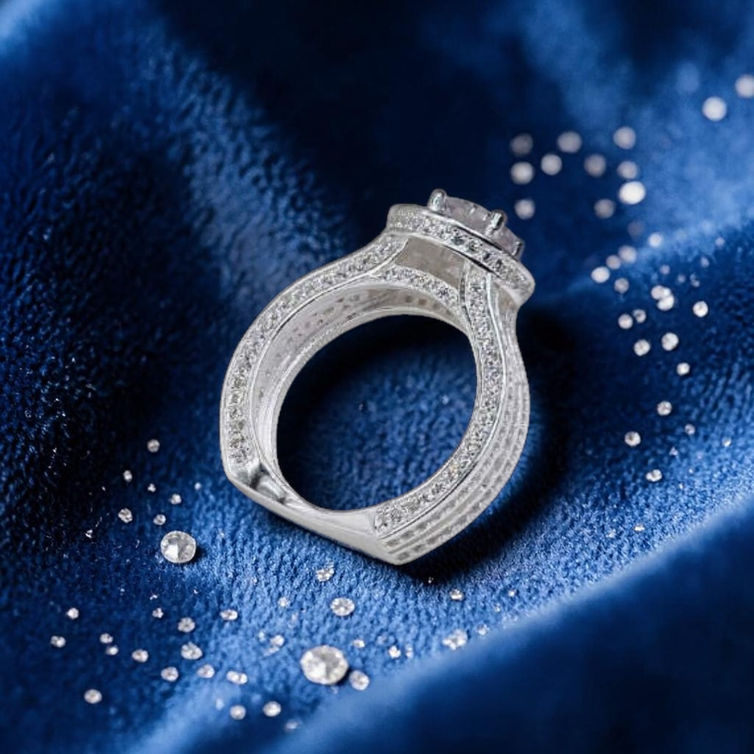 925 Italian Silver Moissanite Diamond Ring