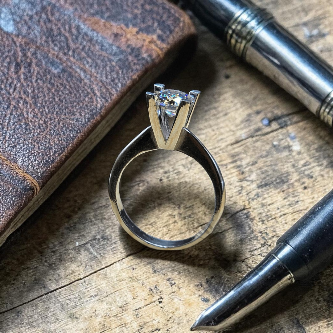 Ladies Moissanite Diamond Ring in Silver