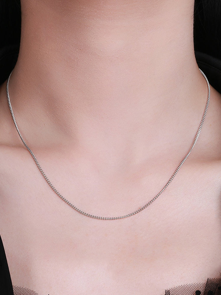 1mm Italian 925 Silver Cuban Chain for Girls - Elegant and Timeless Jewelry Accessory