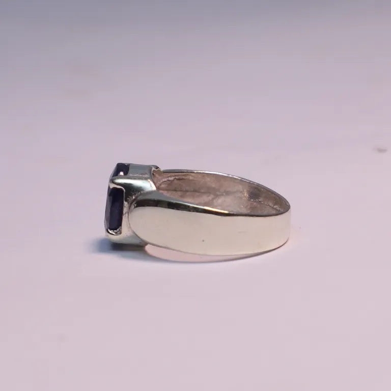 Real Blue Sapphire (Neelam) Silver Ring