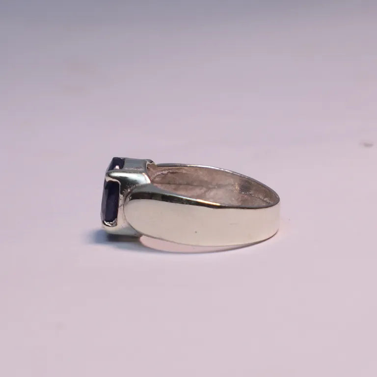 Real Blue Sapphire (Neelam) Silver Ring