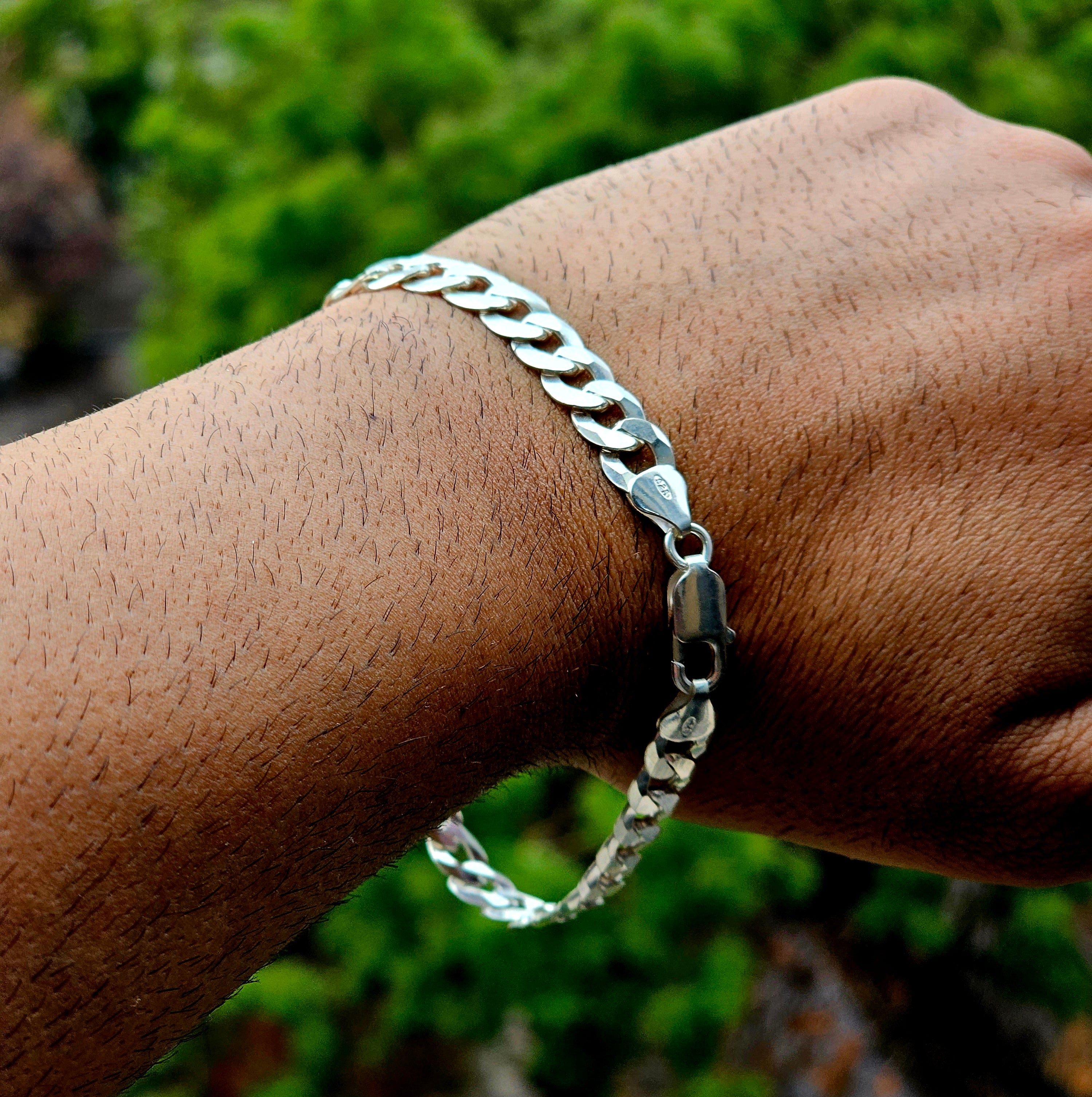 7 mm Cuban Curb 925 Italian Silver Bracelet - SilverStones.Pk