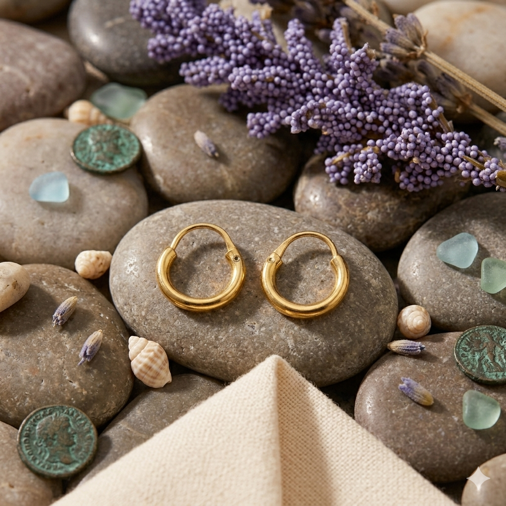 24 carat gold plated pure silver hoop earrings 15mm women plain polish Silverstones.pk Pakistan
