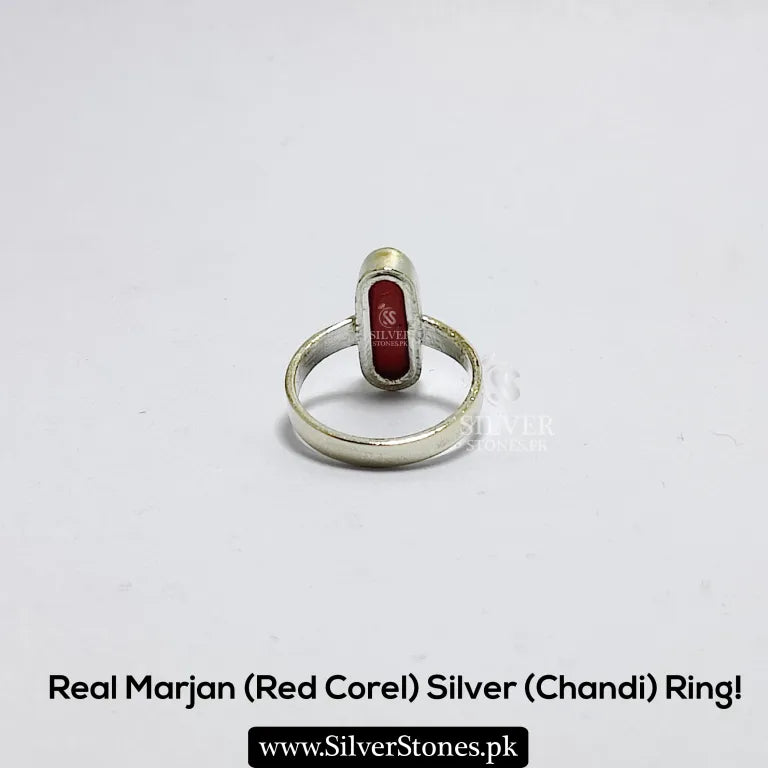 Real Red Corel (Marjan) Silver ring