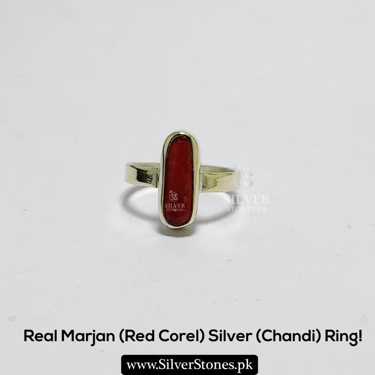 Real Red Corel (Marjan) Silver ring