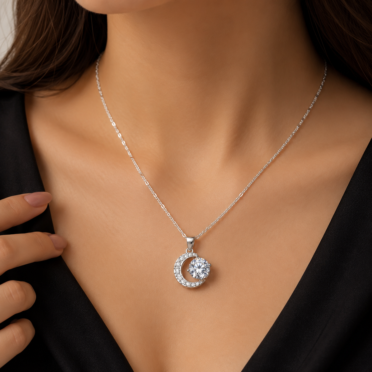 2 Carat Moon Style Moissanite Pendant