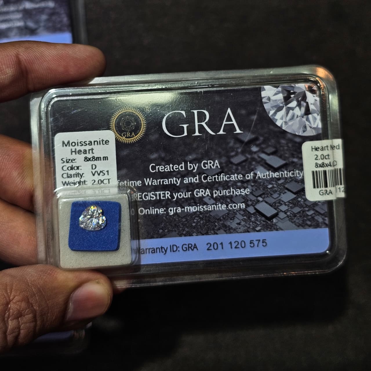 2 carat Heart Shape GRA Moissanite Diamonds with Certificate