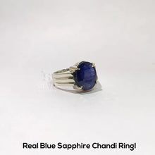 Real Blue Sapphire (Neelam) Silver Ring