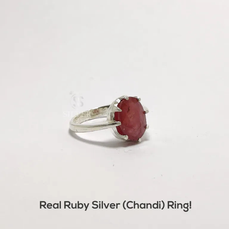 Ladies Real Ruby Silver Ring