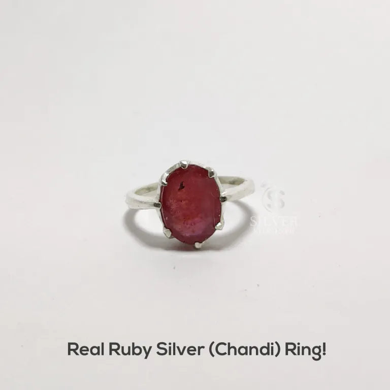 Ladies Real Ruby Silver Ring