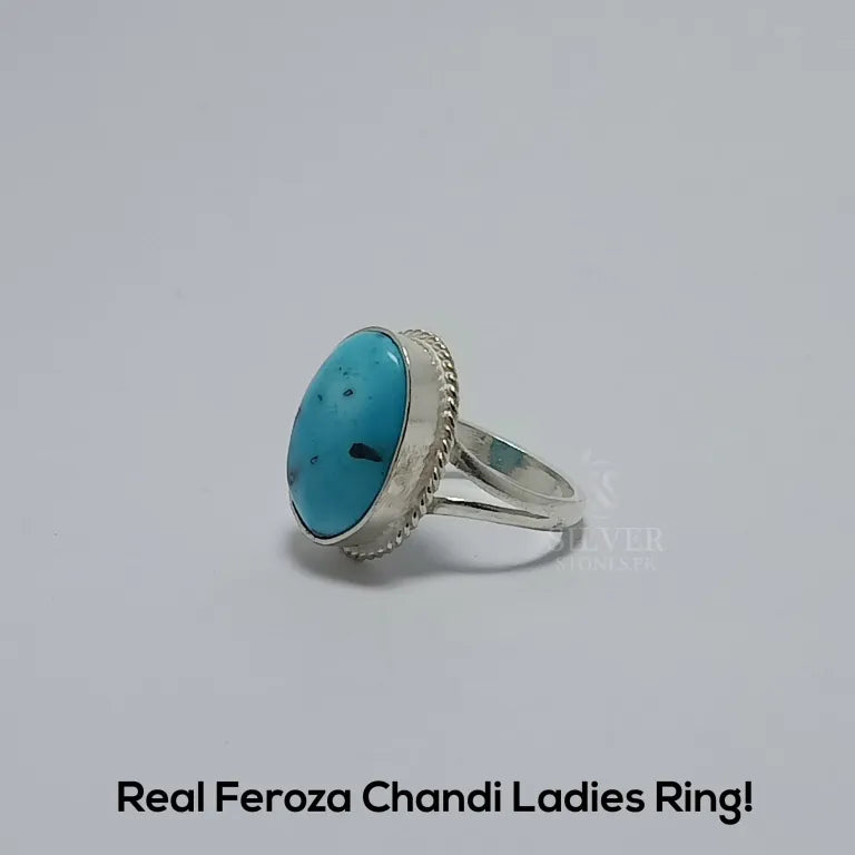 Real Feroza Stone Chandi Ladies Ring