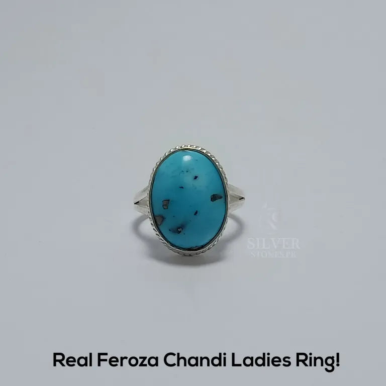 Real Feroza Stone Chandi Ladies Ring