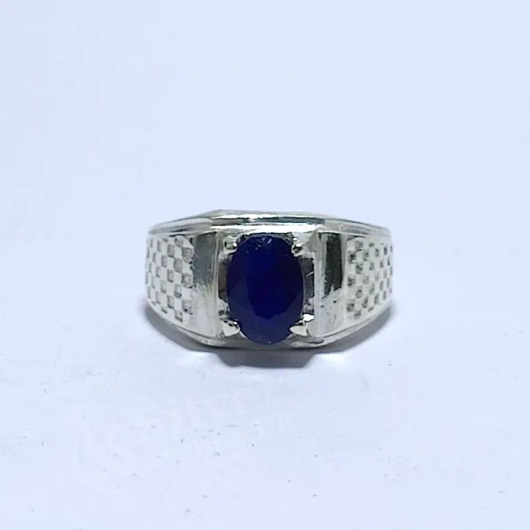 Real Blue Sapphire (Neelam) Silver Ring