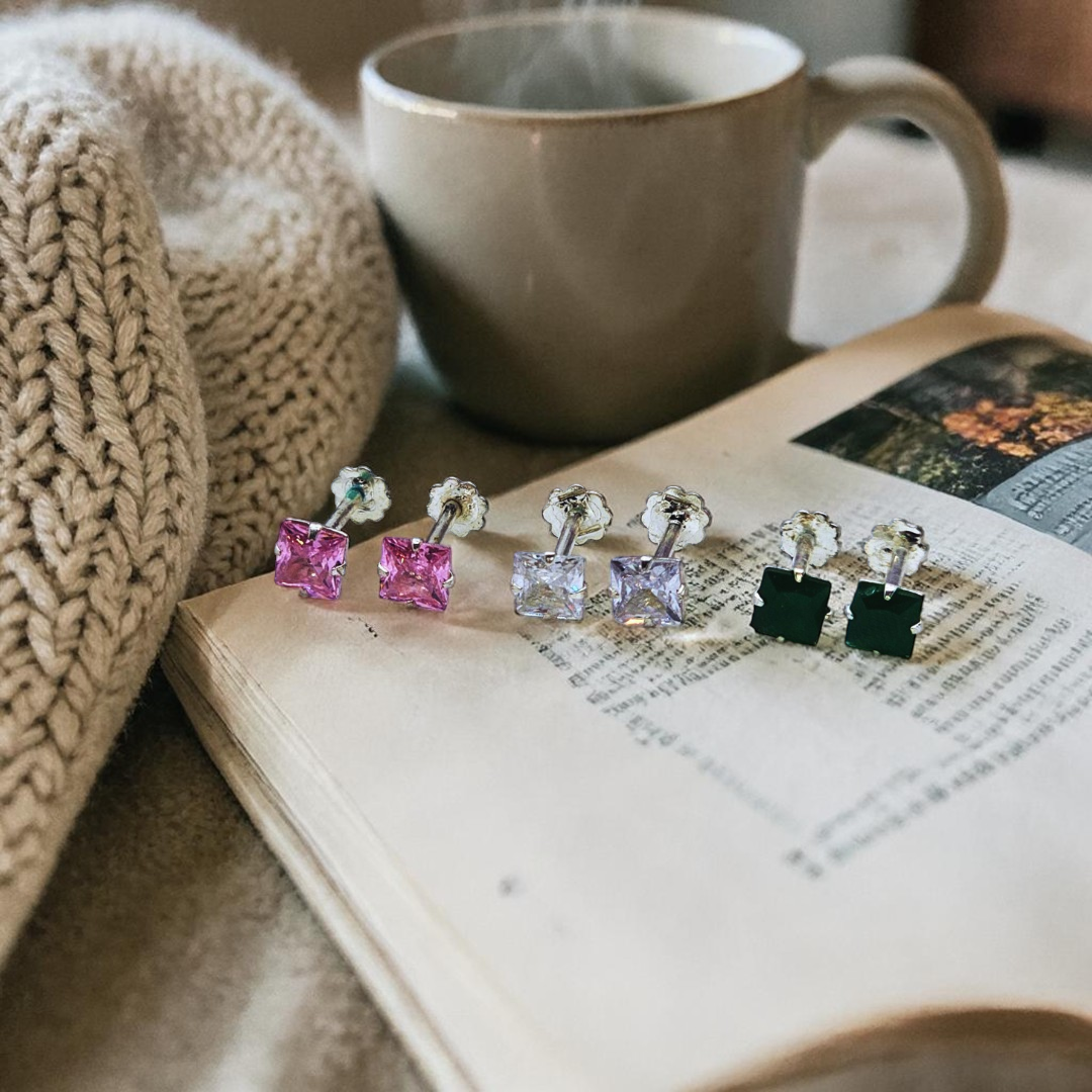 Silver Tops with zircon stones