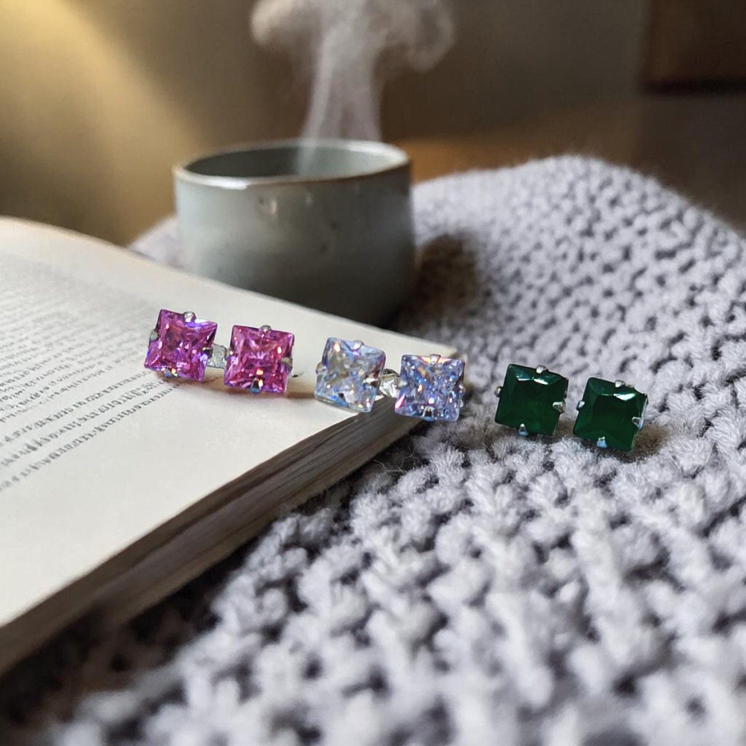 Silver Tops with zircon stones