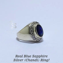 Real Blue Sapphire (Neelam) Silver Ring