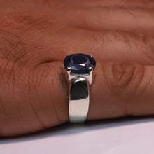 Real Blue Sapphire (Neelam) Silver Ring