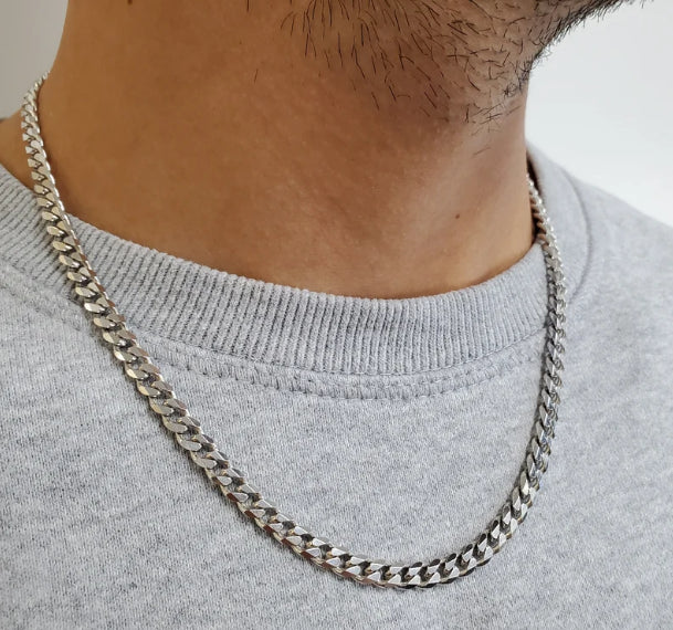 5mm silver Cuban chain size comparison 18 20 22 24 inch chandi chain Silverstones Pakistan
