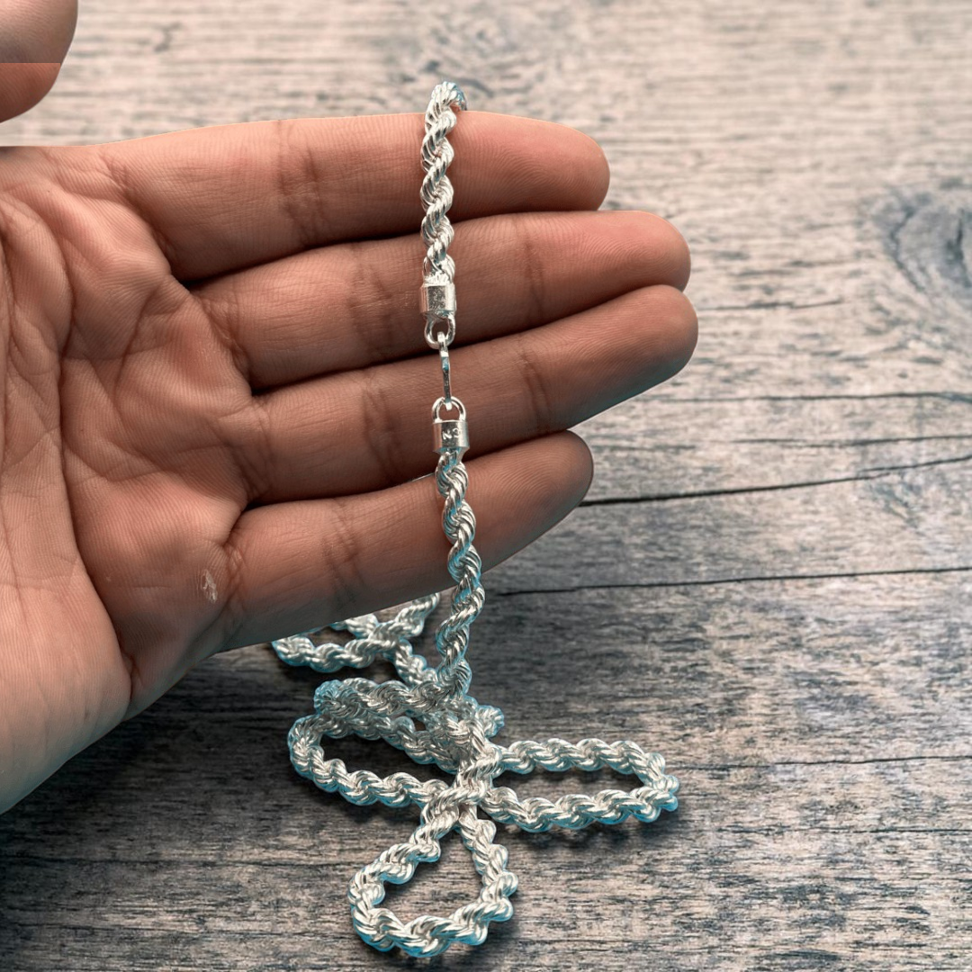 5mm silver rope chain 22 inch 48 gram chandi chain Silverstones.pk Pakistan
