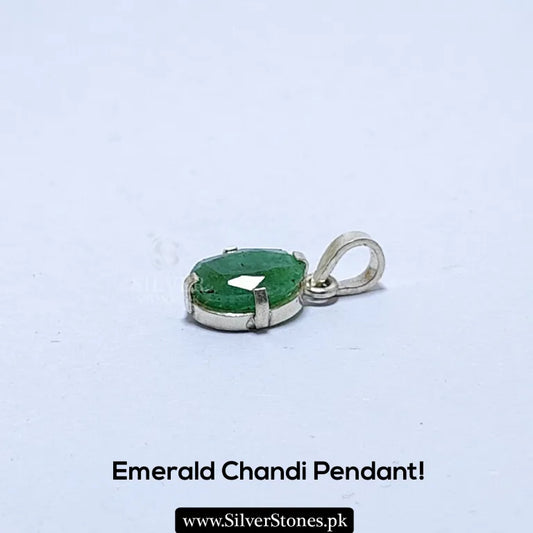 Real Emerald Chandi Pendant