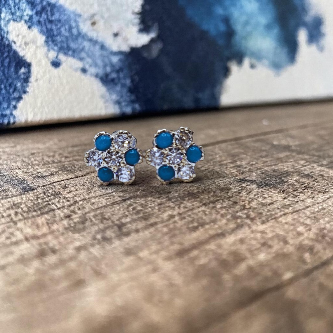 Zircon Silver (Chandi) Ear Pins (Tops)
