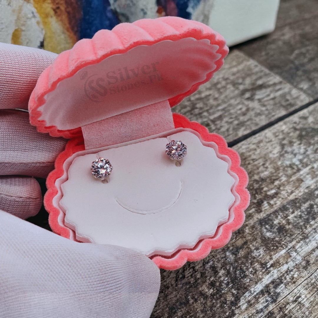 6mm 0.8 carat moissanite diamond earpins GRA certified pair pure silver Silverstones.pk Pakistan