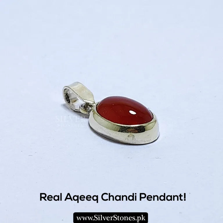 Real Aqeeq Silver (Chandi) Pendant