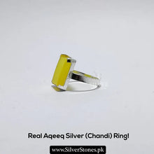 Real Yellow Aqeeq Silver (Chandi) Ring