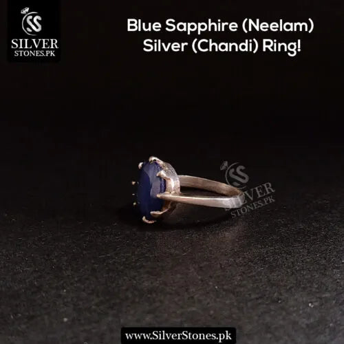 Real Blue Sapphire Chandi Ladies Ring