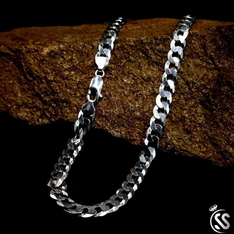 8mm 925 Italian sterling silver Cuban curb chain 24 inch Silverstones.pk Pakistan
