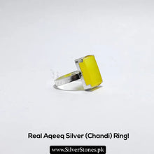 Real Yellow Aqeeq Silver (Chandi) Ring