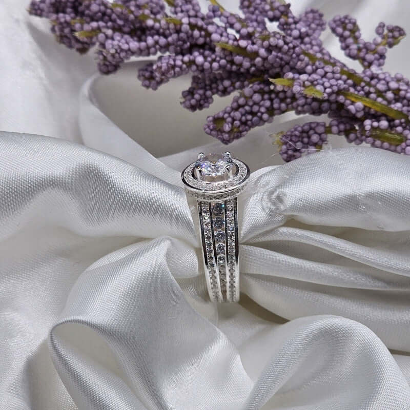 925 Italian Silver Moissanite Diamond Ring – 1 Carat | A+ Quality with Certificate