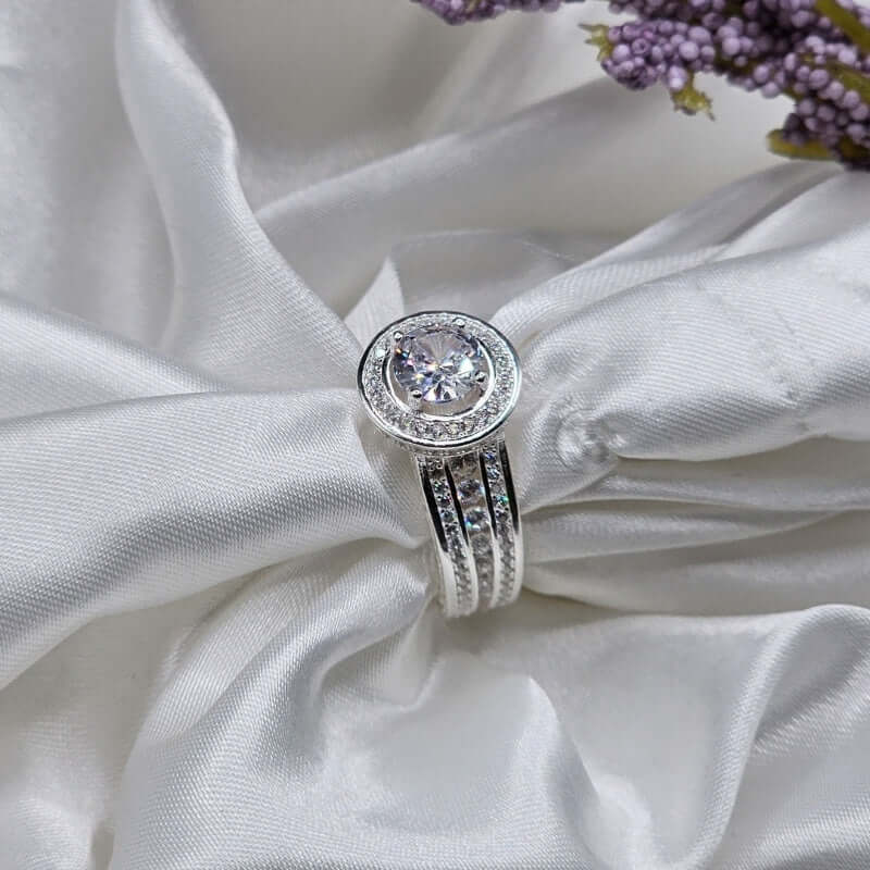 925 Italian Silver Moissanite Diamond Ring – 1 Carat | A+ Quality with Certificate