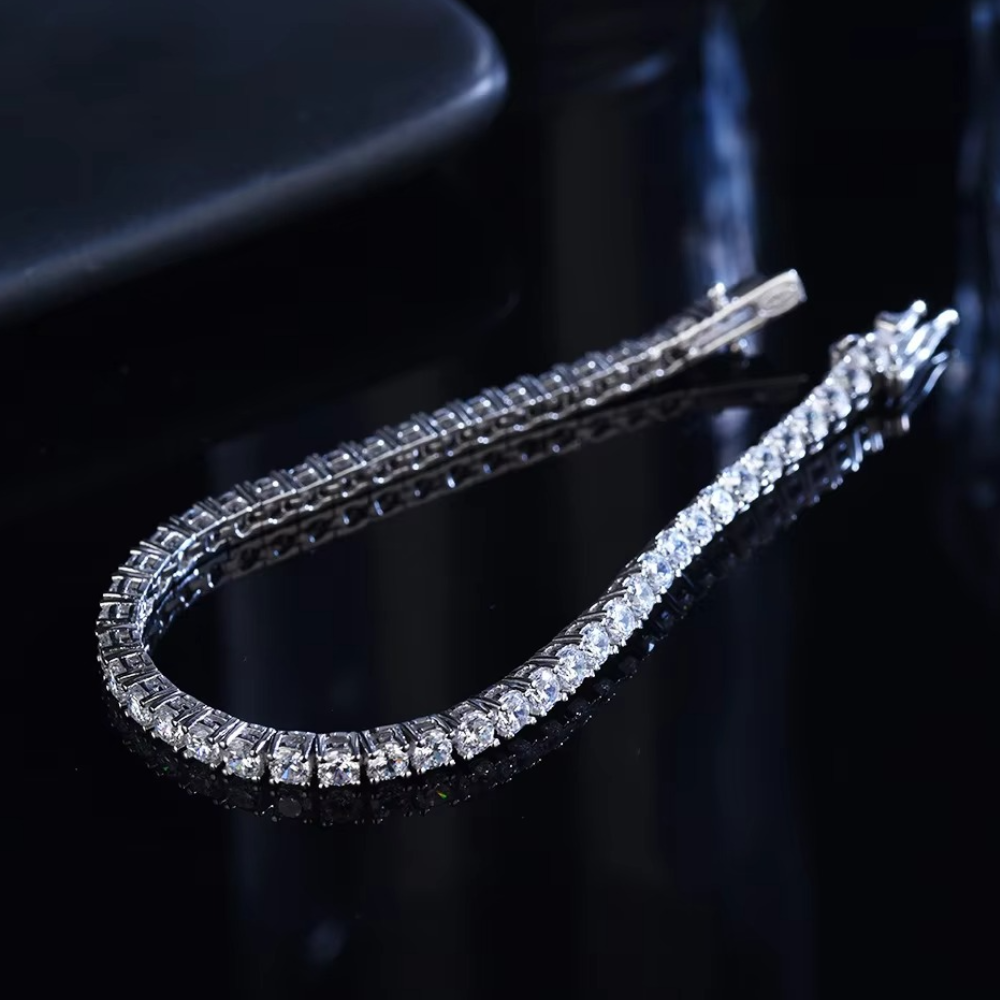 925 Italian Silver Tennis Bracelet Safety Clasp Moissanite Pakistan