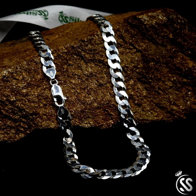 925 Italy hallmark stamp on Cuban curb chain lock authentic sterling silver Silverstones

