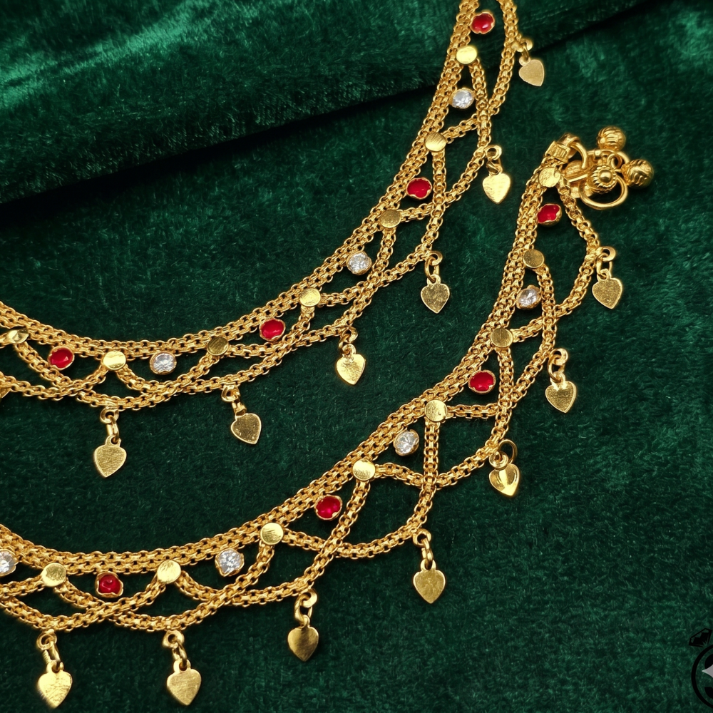 925 Silver Anklet Zircon Stones Gold Plated Pakistan