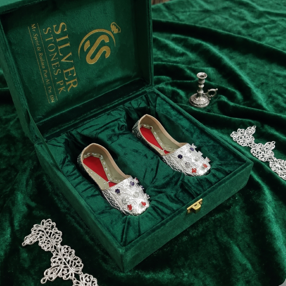 Silver (Chandi) Baby Beautiful Shoes (Khussa)