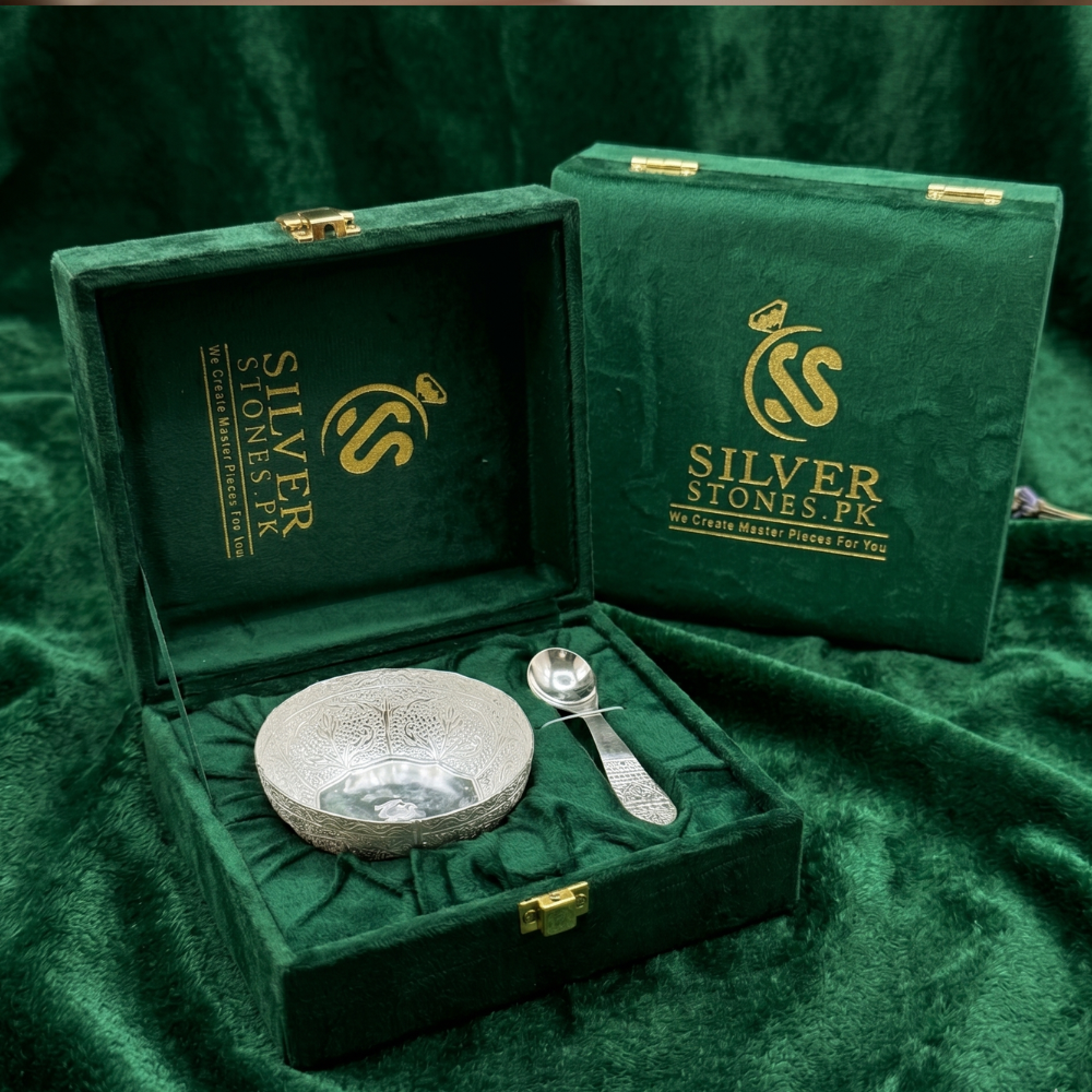 Beautiful Silver (Chandi) Small Spoon & Bowl