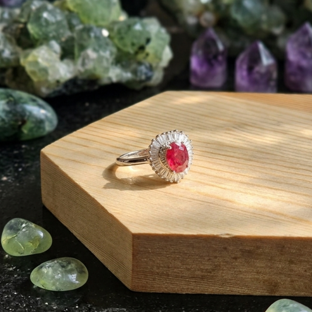 925 Silver Ring with Real Ruby Stone – Premium Rhodium Plated Finish